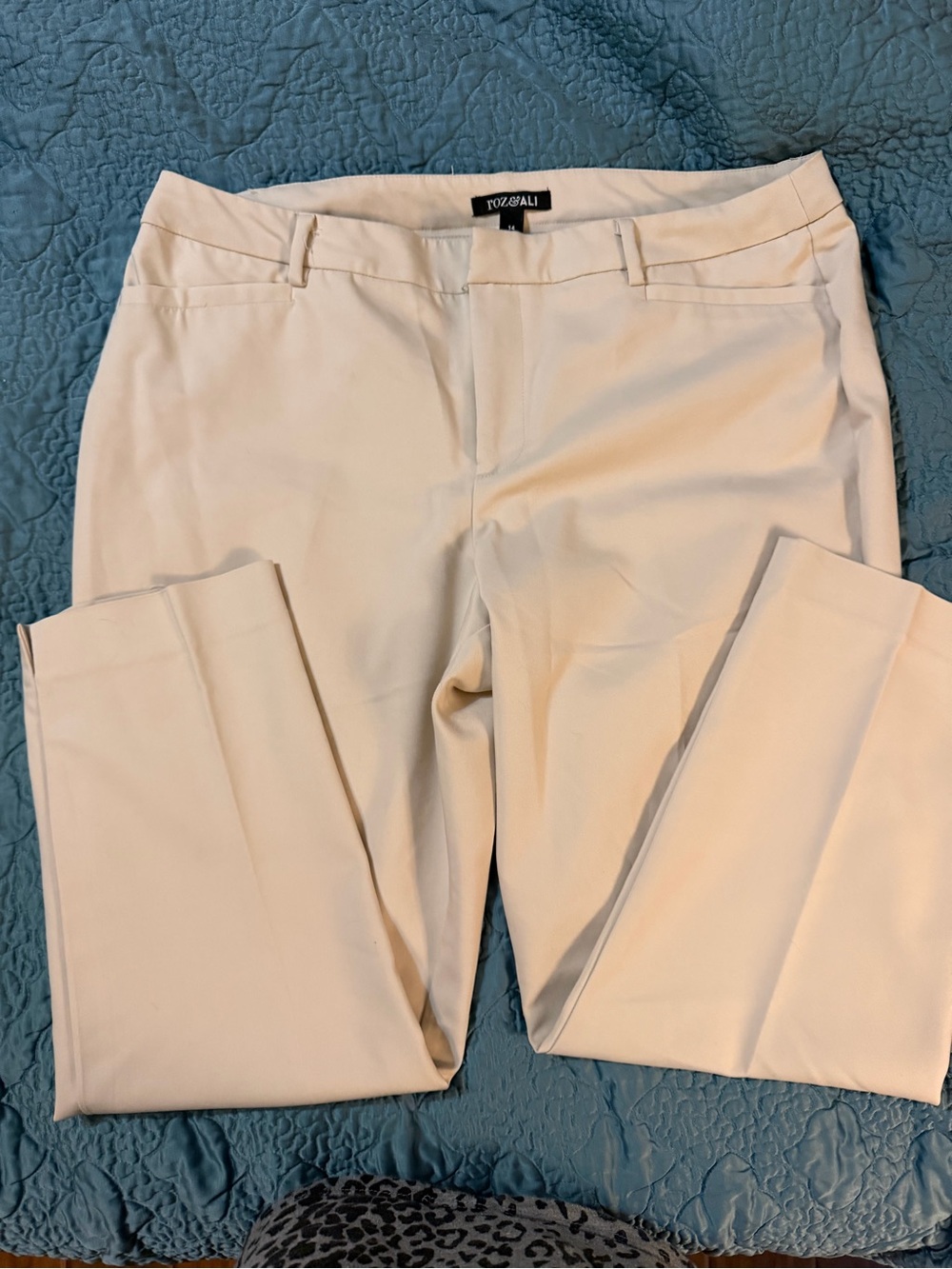 Roz & Ali Cream Straight Leg Dress Trousers